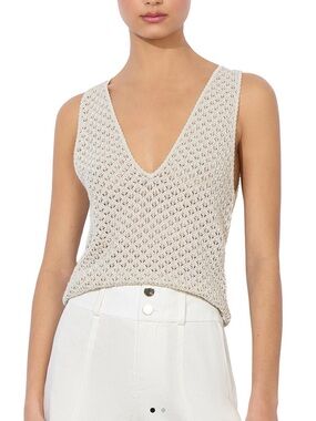 Alice + Olivia Annalise Pointelle Tank Soft White Small NWT